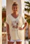 Italian Beige V-Neck Low Sleeve Polka Dot Thin Stone Flower Printed Casual Viscose Woven Blouse 70 60 - 6