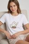 Cute Cat Printed Ecru&Beige Mix Color Short Sleeve Shorts Pajama Set - 4
