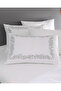 Linda Family Size 100% Cotton Embroidered Seersucker Bedding Set - White/Grey - 3