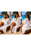 Women's White Laser Cut Lycra Tulle Dense Weave Beach Dress - 3