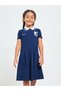 Girls Navy Blue Cotton Polo T-Shirt Dress - 2