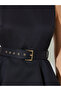 Black Sleeveless Belted Peplum Top - 3