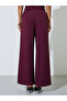 Burgundy Solid Wide Leg Trousers - 4
