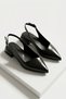 Lupa Black Wrinkled Patent Leather (3 cm) Pointed Toe Daily Use Heeled Ballerinas - 5