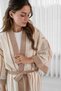 Women's 100% Cotton Cream Cinnamon Long Kimono - Belted Summer Kimono Jacket, Oversize - 8