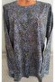 Er Clothing Paper Print Combed Cotton Blouse Long-Sleeve Front Button Blue Floral - 4