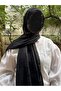 Hijab Cotton Soft Textured Big Loop C Pattern Jacquard Shawl Black - 4