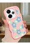 Redmi 13X Compatible Case Camera Protector Pink Silicone Couple Phone Case Floral Pattern