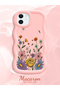 iPhone 12 Compatible Case Camera Protector Pink Silicone Couple Phone Case Floral Pattern - 2