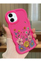 Samsung Galaxy A06 Compatible Case Camera Protector Red Silicone Couple Phone Case Floral Pattern