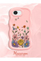 iPhone 16E Compatible Case with Camera Protector Pink Silicone Couple Phone Case Floral Pattern - 2