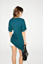 Aveline Women's Soft and Flexible Fabric, Side Gathered, Asymmetrical Cut, Boat Neck, Petrol Blue Blu - 6
