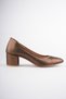 Women's Genuine Leather Classic Heeled Shoes - Black - 3