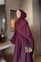 Abaya with Stone Gathered Detail on the Sleeves (Shawl Included) - Burgundy - 2