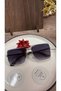 Women's Rectangular Gradient Glass Gold Frame Uv400 Sunglasses - 2