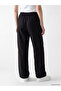 Black Women's Linen Blend Trousers with Elastic Waist