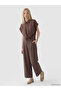 Brown Modal Blend Pleated Women's Fabric Trousers - 4