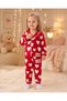 100% Cotton Long Sleeve Buttoned Seasonal Heart Patterned Soft Textured Bottom and Top Baby Girl Pajama Set