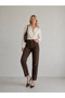 Mamaliga Brown Mom Jeans Boyfriend Linen Trousers - 2