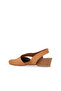 Tan Dark Leather Women's Heeled Sandals - 4