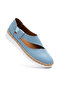 Cower Premium High Quality Blue Genuine Leather Ballerinas - 3