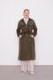 Khaki Waist-Tied Hooded Cashmere Coat
