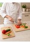 Set of 2 Natural Bamboo Cutting and Chopping Boards 30X20 cm and 28X18 cm with Slotted Handles - 2
