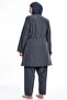 Large Size Full Covered Parachute Hijab Swimsuit Anthracite 1316 - 3