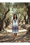 Women's Summer Midi Dress Floral Pattern Sleeveless V-Neck Tasseled Viscose White - 7