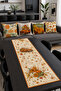 Orange Pumpkin and Truck Fall Patterned Runner and Set of 4 Throw Pillow Covers