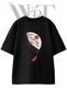 Japanese Fan Design Printed Unisex Black Oversize T-Shirt