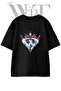 Diamond Crown Design Printed Unisex Black Oversize T-Shirt