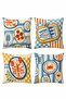 Seafood Patterned 4-Piece Throw Pillow Cover Set - 3