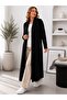 Women's Long Maxi Standard Sleeve and Feathered Knitted Cardigan - 5