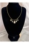 Women's Steel Geometric Hanging Charm Necklace |   Zircon Stone Detail Gold Color Minimal Necklace - 2