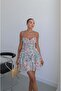 Turquoise Floral Flounce Mini Dress