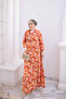 Orange Half Buttoned Sleeves Elastic Skirt Layered Dress