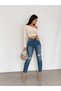 Blue High Waist Knee Ripped Detailed Tint Washed Boyfriend Mom Jean Denim Pants - 2