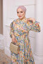 Yellow Elastic Sleeve Dress with Buckle Detail - 3