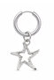 Unisex Silver Color Surgical Steel Dangle Sea Star Figured Hoop Earring 1 Piece - 3
