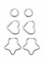 Unisex Surgical Steel Round Heart Star Figured Hoop Earrings Set of 6 (3 Pairs) - 2