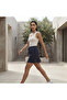 Navy Blue Jersey Mini Skirt with Drawstring Waist - 3