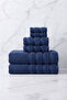 6-Piece Işıl Premium Towel Set - 2 Face Towels - 2 Hand Towels - 2 Bath Towels - Navy Blue - 100% Cotton - 600 Gr/M2