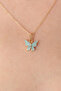 Gold Color Water Green Butterfly Figure Women's Necklace - 2