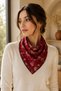 Handmade Red Floral Patterned Viscose Fabric Square Scarf 46.5 X 45 cm Soft Textured Women's Neck Scarf - 2