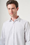 White Hard Collar Long Sleeve Pocketed Checkered Pattern Comfort Fit 100% Cotton Shirt 1004260220 - 4