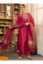 Pink Silk Embroidered Kurta Set with Dupatta - ALV2166-Pink-Size-L-40-Inches - 4