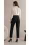 Women's Black High Waist Classic Fabric Trousers with Double Button Detail on the Front, Premium Quality - 5