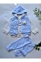 Baby Boy Hooded Vest Teddy Bear Set - 100% Cotton