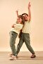 Unisex Children's Cotton Jogger Sweatpants with Elastic Waist and Pockets 9055 Green - 3